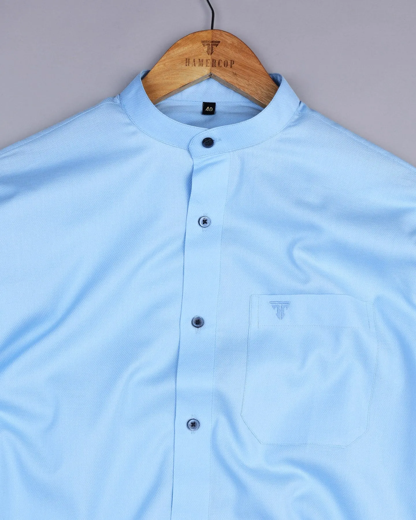 Iconic SkyBlue Dobby Cotton Solid Shirt