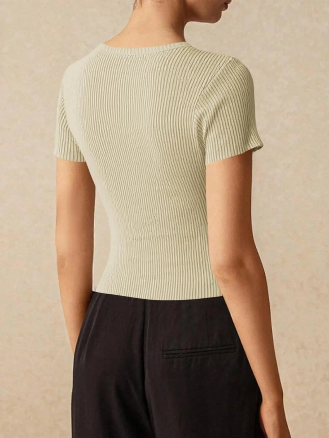 Imily Bela Womens Short Sleeve Sweater Tops Summer Button Down Casual Ribbed Knit Slim Fit Cropped Cardigan Shirts