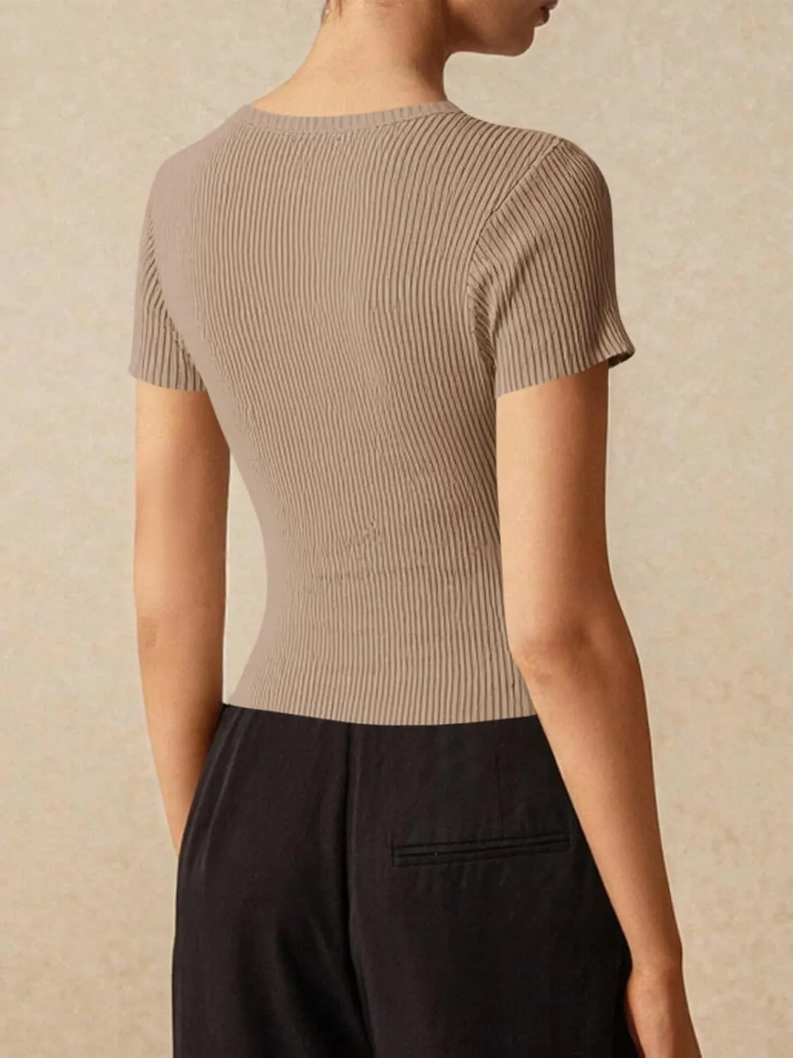 Imily Bela Womens Short Sleeve Sweater Tops Summer Button Down Casual Ribbed Knit Slim Fit Cropped Cardigan Shirts