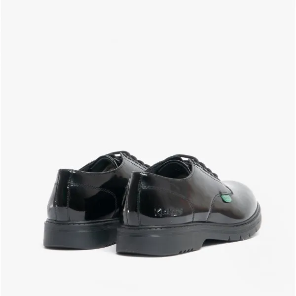 Kickers FINLEY LO Girls Leather Derby Shoes Patent Black