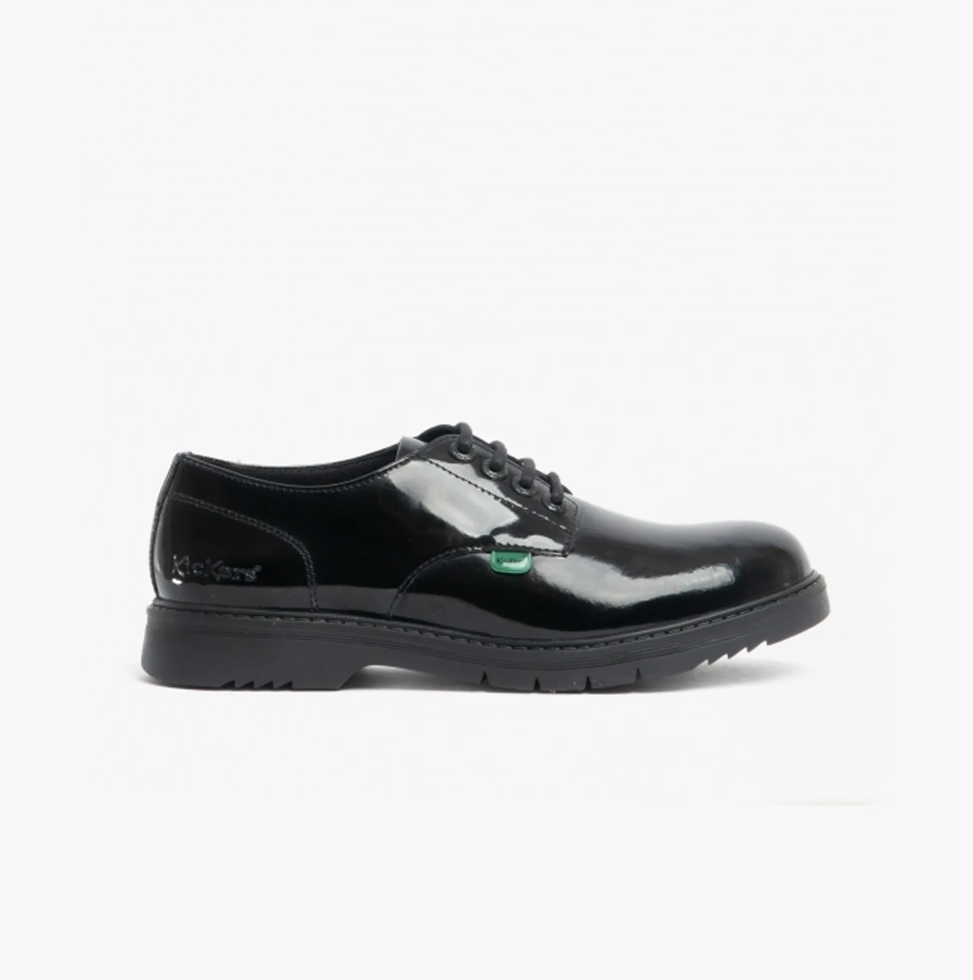 Kickers FINLEY LO Girls Leather Derby Shoes Patent Black
