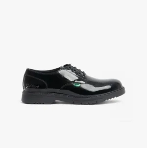Kickers FINLEY LO Girls Leather Derby Shoes Patent Black