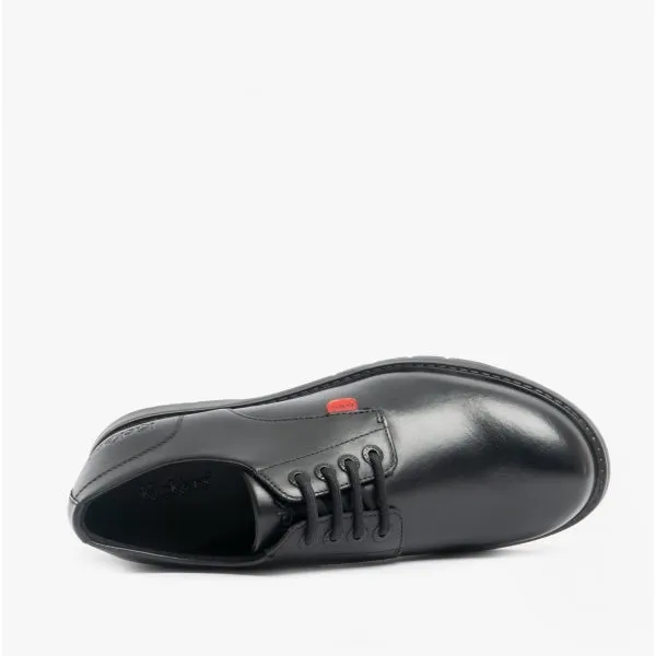 Kickers FINLEY LO Teen Boys Leather Derby Shoes Black