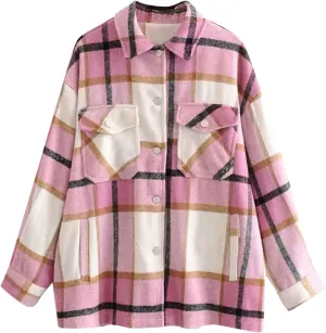 Ladies Loose Fit Tee Blouse With Chest Pockets Dressy Classic-Fit Blouse Top Soft Button Down Jacket Coats