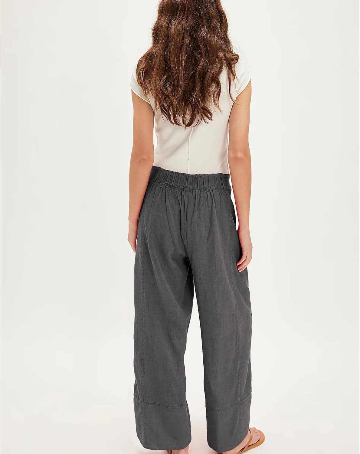 Linen Pants for Women Cotton Baggy Boho Casual Palazzo Pants Wide Leg Long Lounge Trousers with Pockets