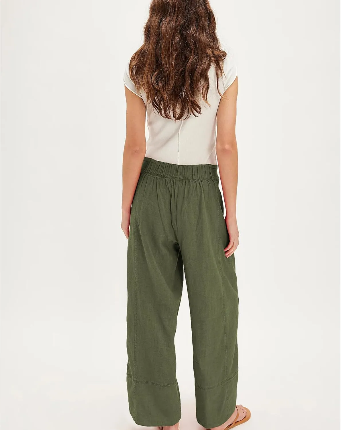 Linen Pants for Women Cotton Baggy Boho Casual Palazzo Pants Wide Leg Long Lounge Trousers with Pockets