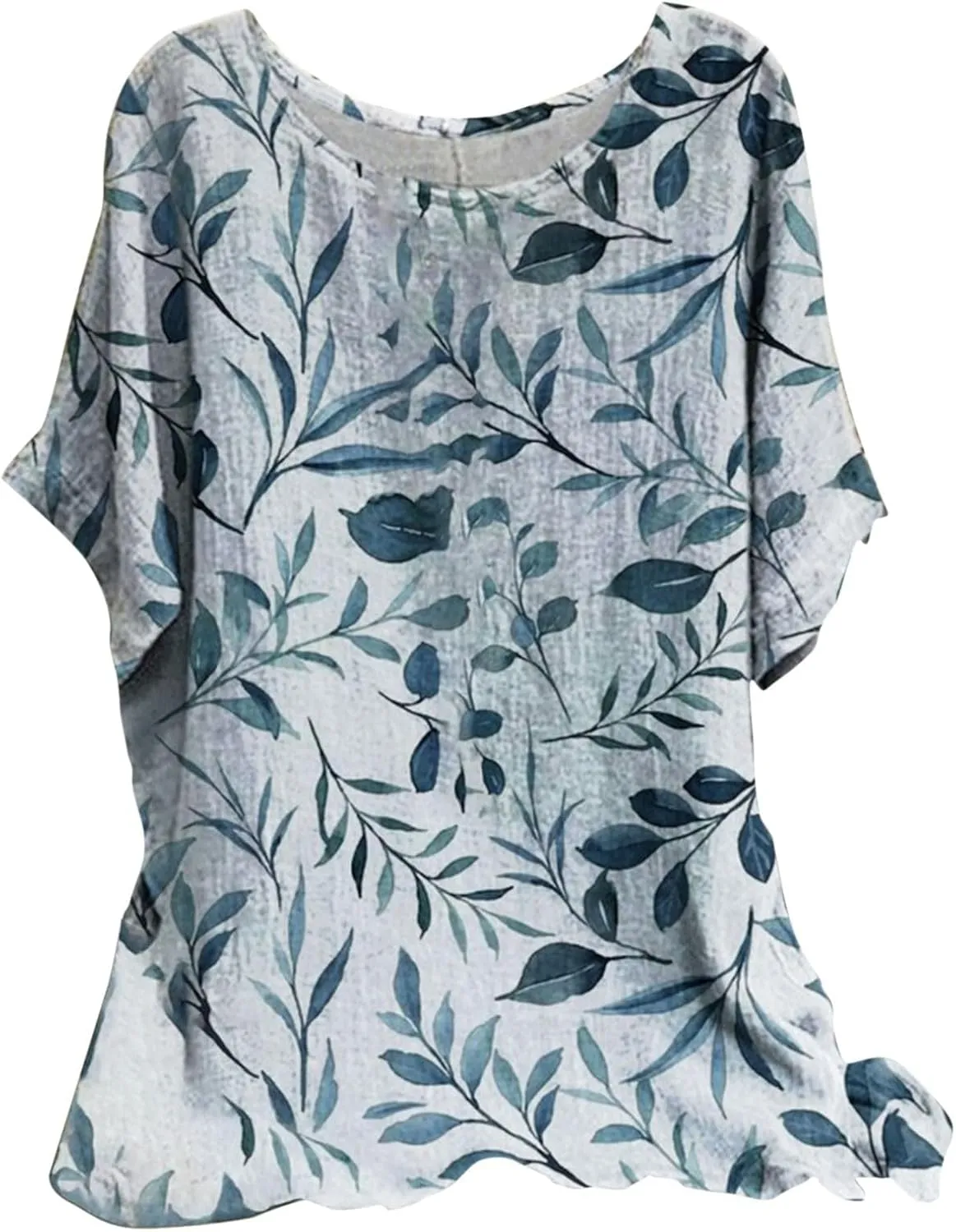 Linen Shirts for Women Summer 2025 Plus Size Crewneck Short Sleeve Blouses Loose Casual Fashion Printed Boho Tops