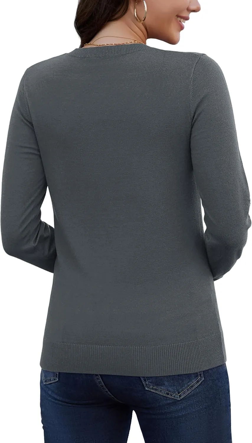 MAGCOMSEN Women's V Neck Sweater 2025 Spring Casual Long Sleeve Tops Knit Lightweight Pullover Sweaters Jumper