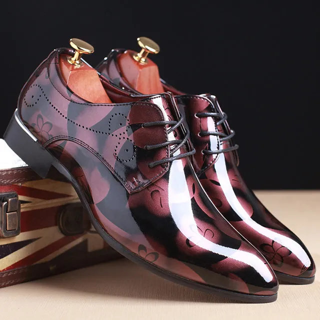 Men Dress Shoes Floral Pattern Men Shoes Leather Designer Brand Oxford Men Formal Shoes Fashion Men Wedding Shoes Business
