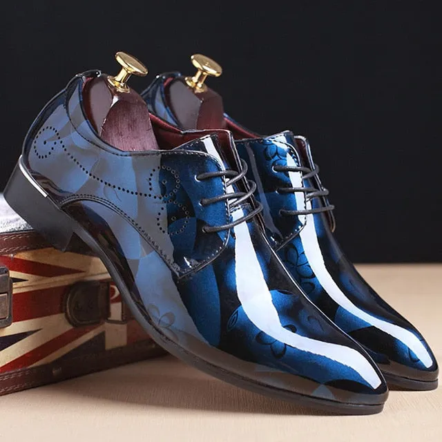 Men Dress Shoes Floral Pattern Men Shoes Leather Designer Brand Oxford Men Formal Shoes Fashion Men Wedding Shoes Business
