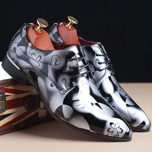 Men Dress Shoes Floral Pattern Men Shoes Leather Designer Brand Oxford Men Formal Shoes Fashion Men Wedding Shoes Business