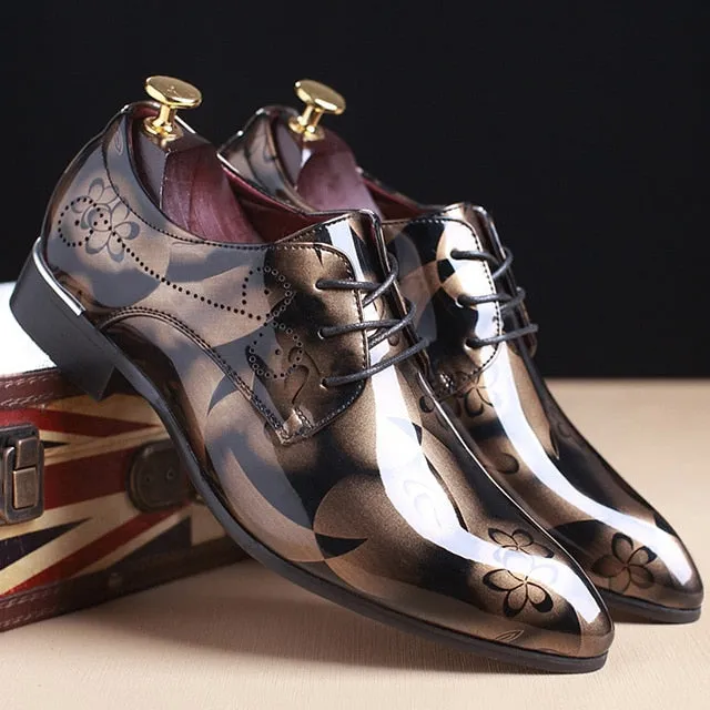 Men Dress Shoes Floral Pattern Men Shoes Leather Designer Brand Oxford Men Formal Shoes Fashion Men Wedding Shoes Business