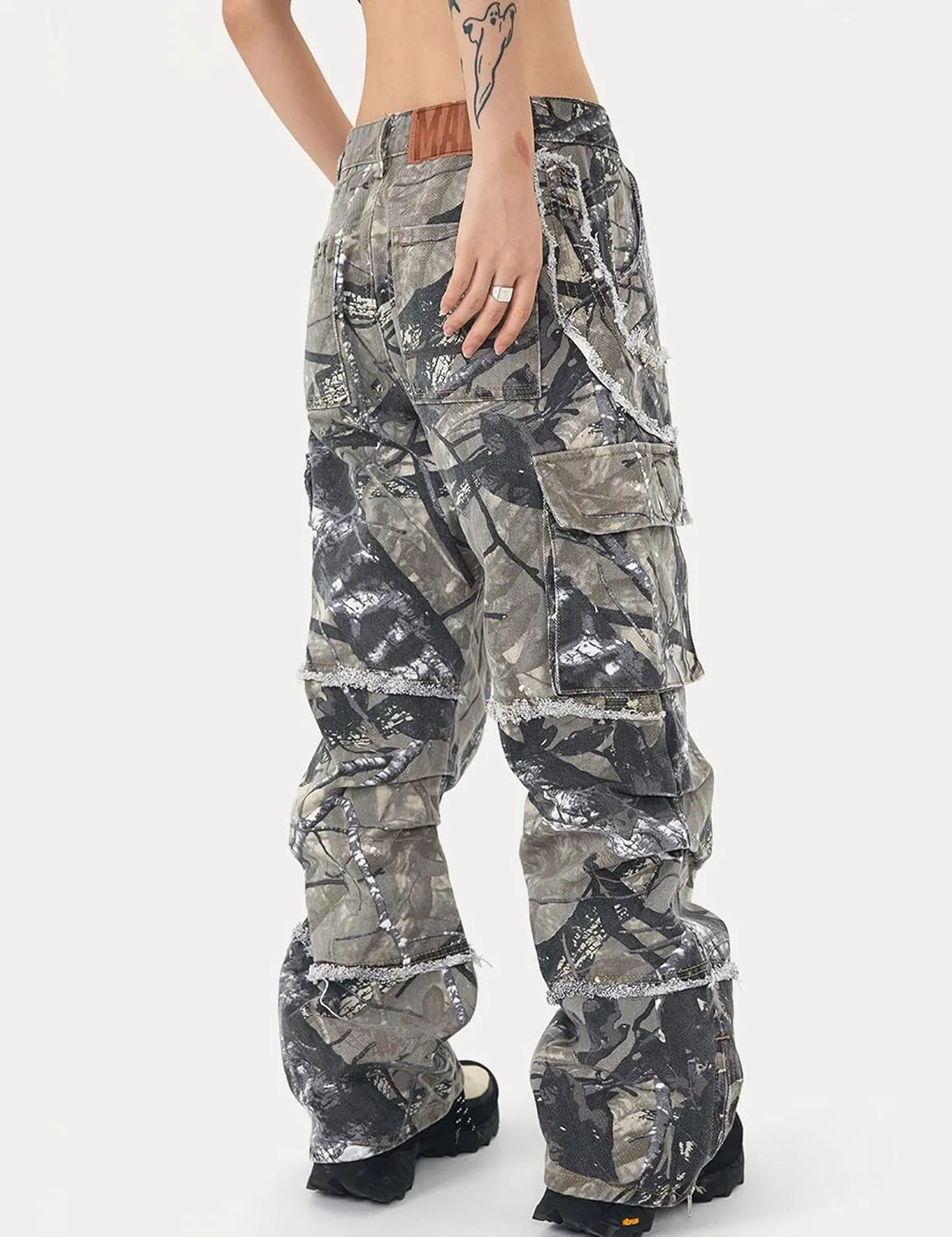 Mens Camo Cargo Pants Y2k Hip Hop Jeans Baggy Joggers Streetwear Oversized Track Pants Women