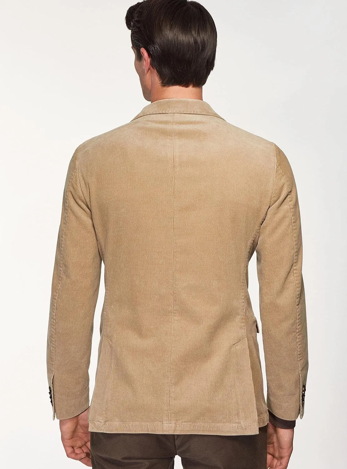 Men's Casual Slim Fit Corduroy Jacket Lightweight Two Button Blazer Sport Coat Beige
