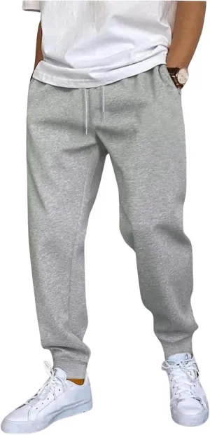 Men's Drawstring High Waisted Tapered Sweatpants Sports Jogger Pants Lounge with Slant Pockets
