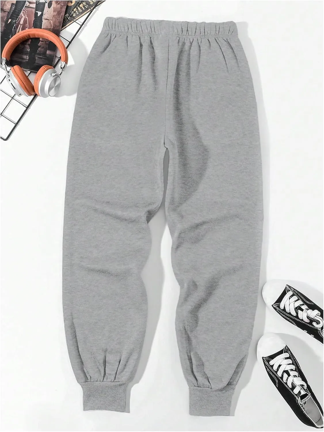 Men's Drawstring High Waisted Tapered Sweatpants Sports Jogger Pants Lounge with Slant Pockets