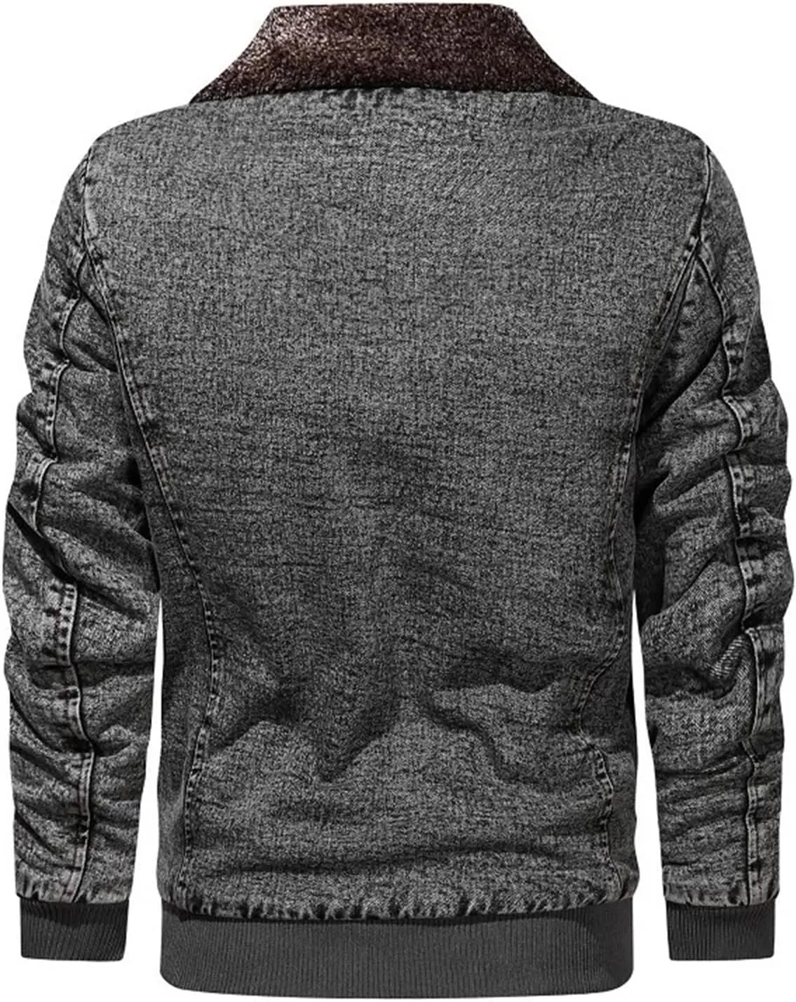 Men's Fleece Lined Denim Trucker Jacket Thick Warm Jeans Coats Casual Lapel Full Zip Winter Jacket