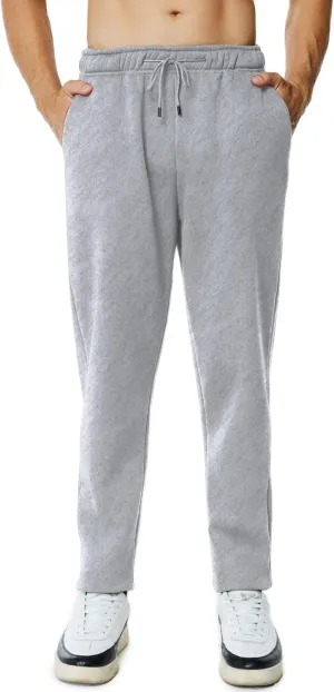 Men's Fleece Sweatpants Open Bottom Lounge Pants Casual Elastic Waist Jogger Pants with Pockets