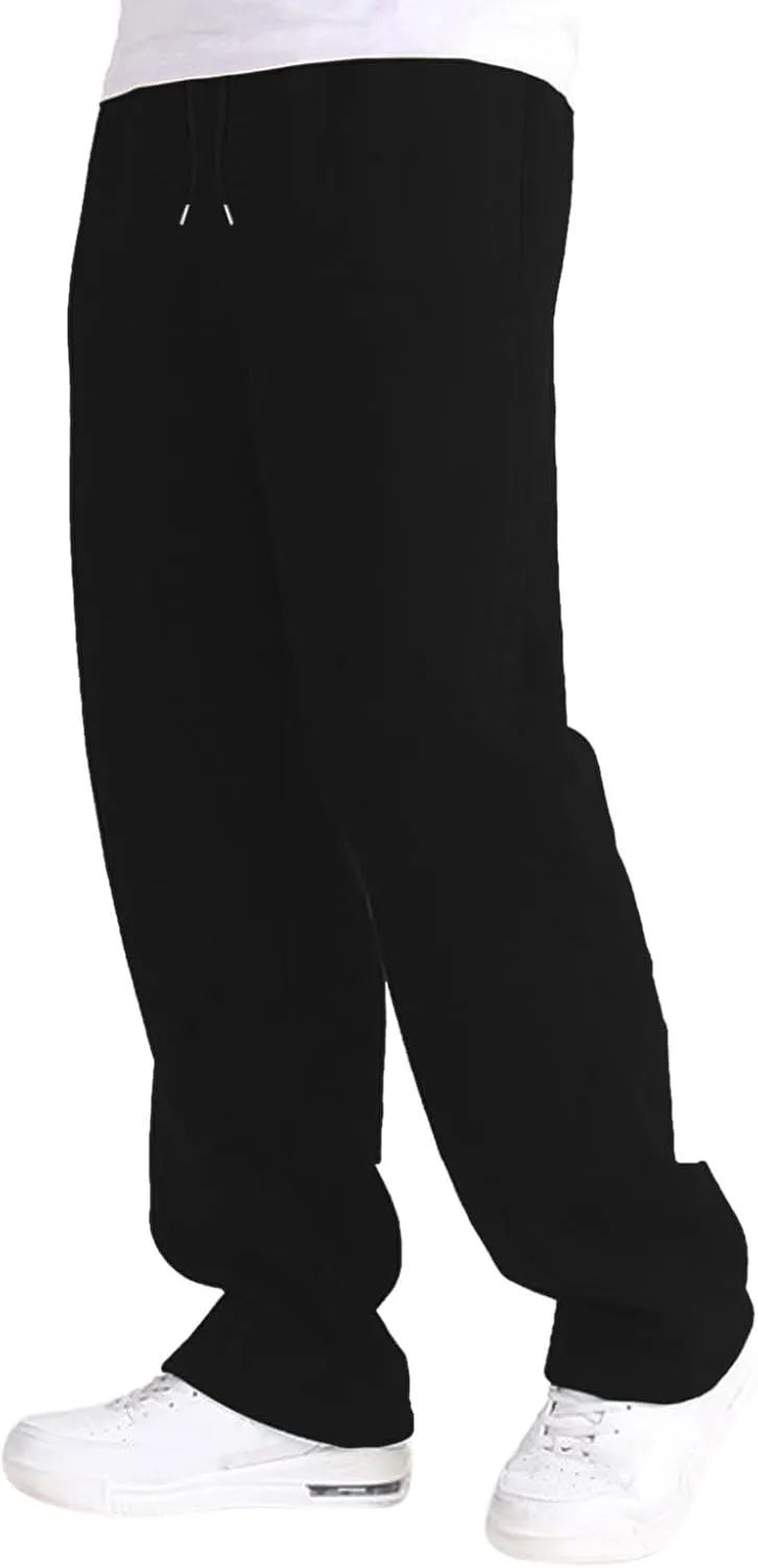 Mens Straight Leg Sweatpants Baggy Elastic Waist Athletic Pants Cozy Casual Fleece Pants Open Bottom Sweat Pants 2025