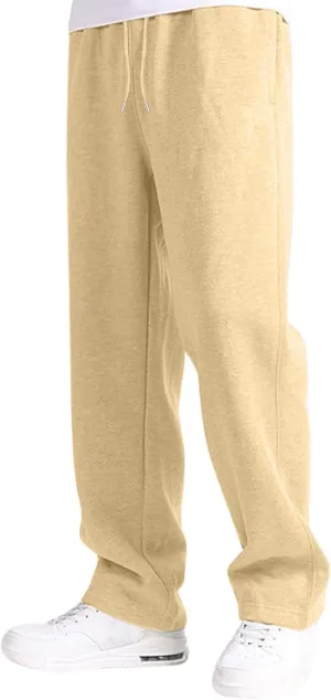 Mens Straight Leg Sweatpants Baggy Elastic Waist Athletic Pants Cozy Casual Fleece Pants Open Bottom Sweat Pants 2025