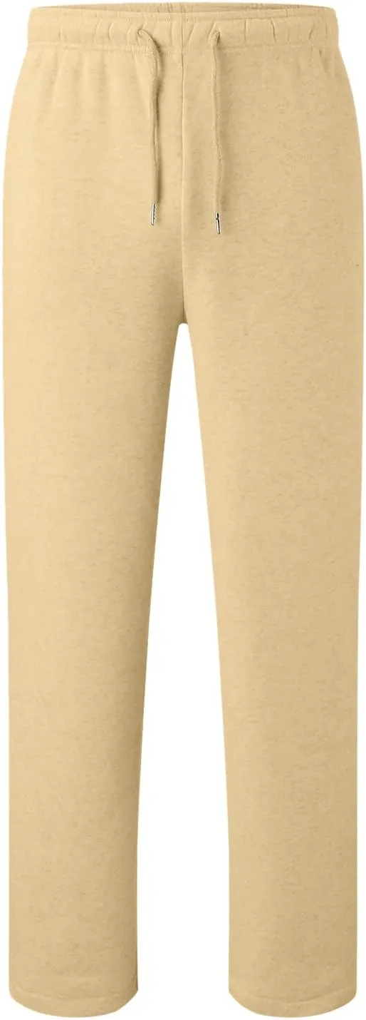 Mens Straight Leg Sweatpants Baggy Elastic Waist Athletic Pants Cozy Casual Fleece Pants Open Bottom Sweat Pants 2025