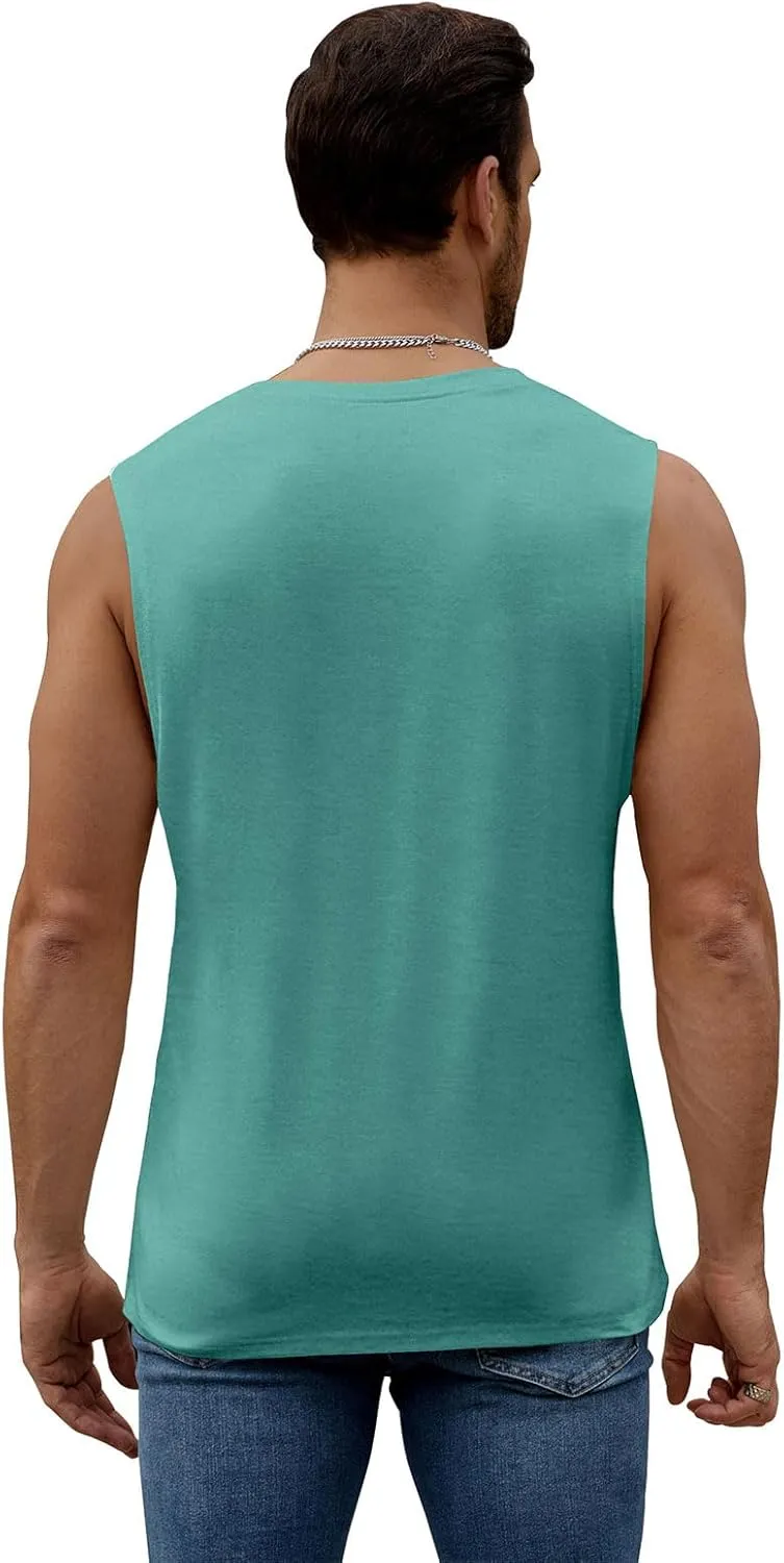 Mens Summer Beach Tank Top Tropical Hawaiian Palm Tree Print Sleeveless Shirts Muscle Tee Vacation Shirts