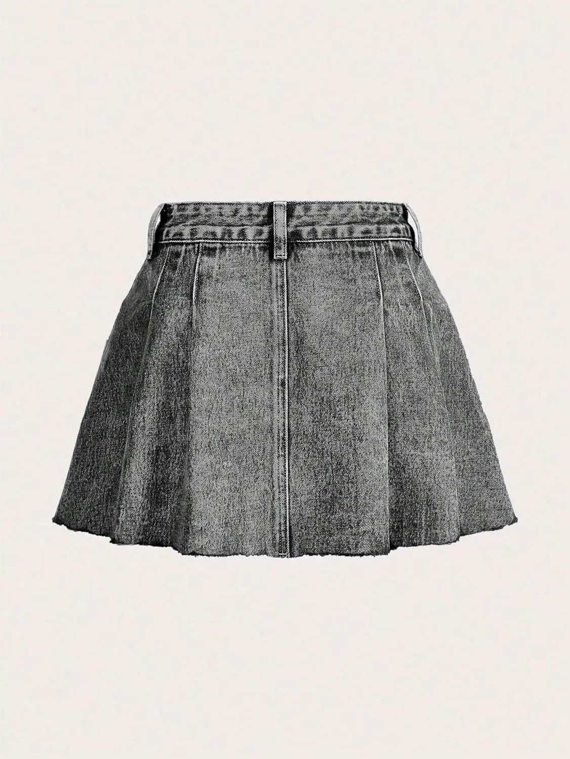 Milumia Women's Button Front Flared A Line Short Skirt Raw Hem Denim Skirts
