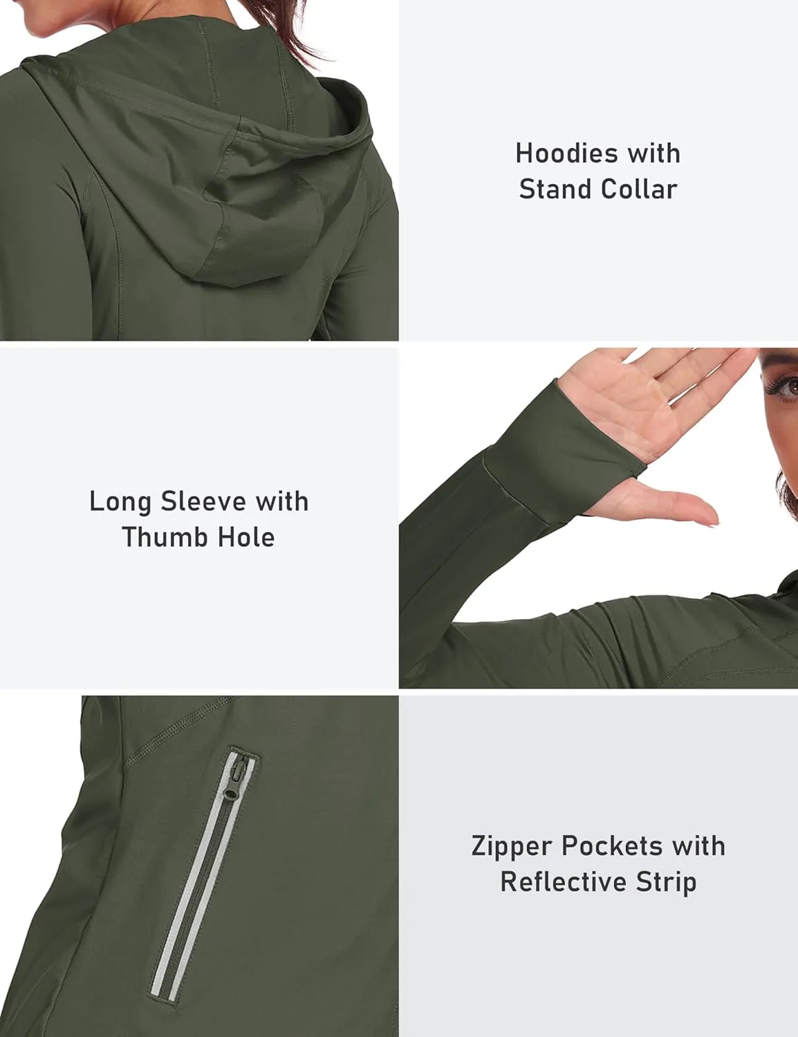 MoFiz Women's Full Zip Hiking Shirt Lightweight UPF 50  Sun Protection Running Jacket Long Sleeve Sports Outdoor Top Pockets