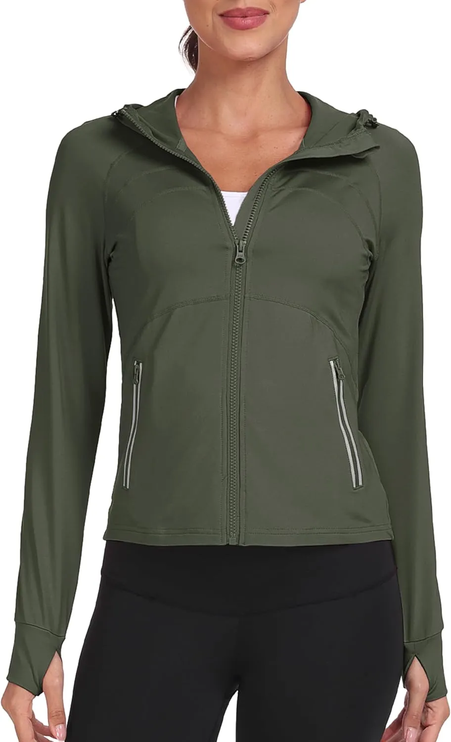 MoFiz Women's Full Zip Hiking Shirt Lightweight UPF 50  Sun Protection Running Jacket Long Sleeve Sports Outdoor Top Pockets