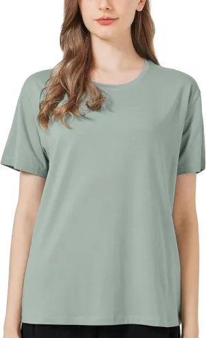 netdraw Women's Ultra Soft Bamboo Viscose T-Shirt Loose Fit Crew Neck Casual Lounge Comfy Cotton Sleep Pajama Tops