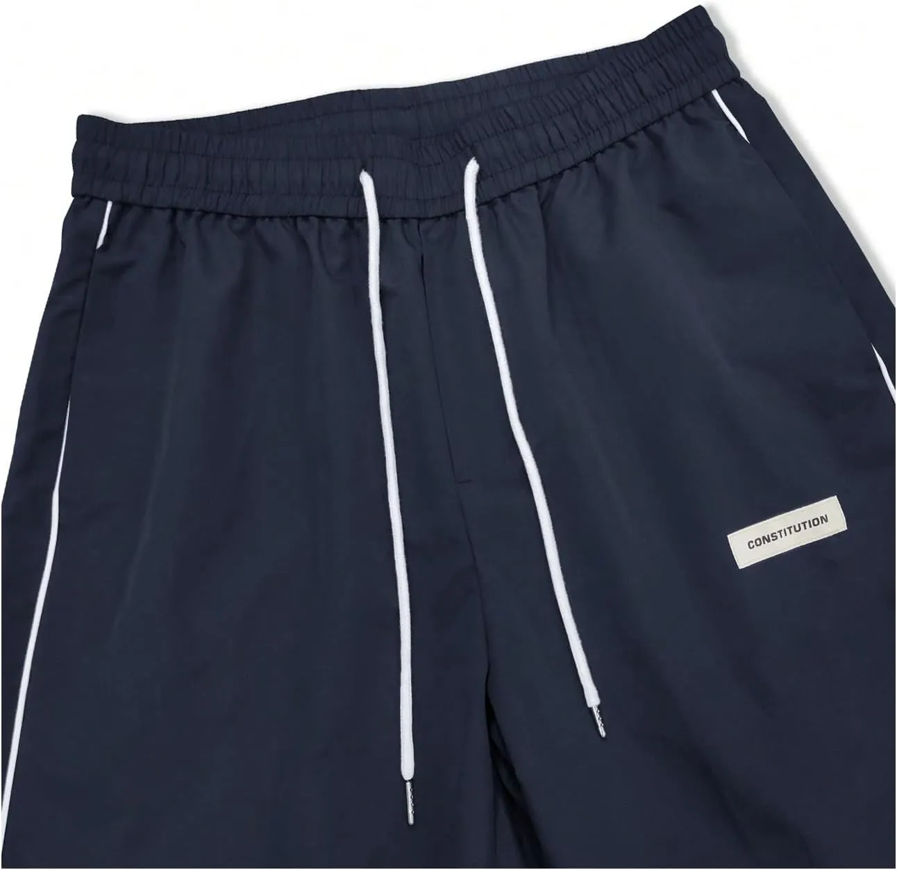 OYOANGLE Men's Letter Patched Drawstring Waisted Cargo Pants Seam Side Loose Fit Sports Joggers