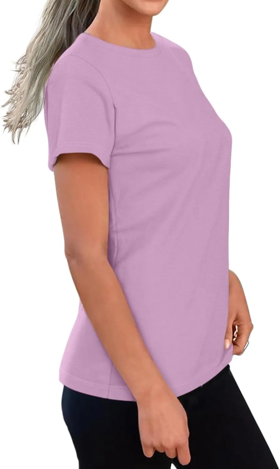 REORIA Womens Summer Crewneck Short Sleeve Cotton Tunic Tops Loose Fit Solid T Shirts 2025 Basic Tees