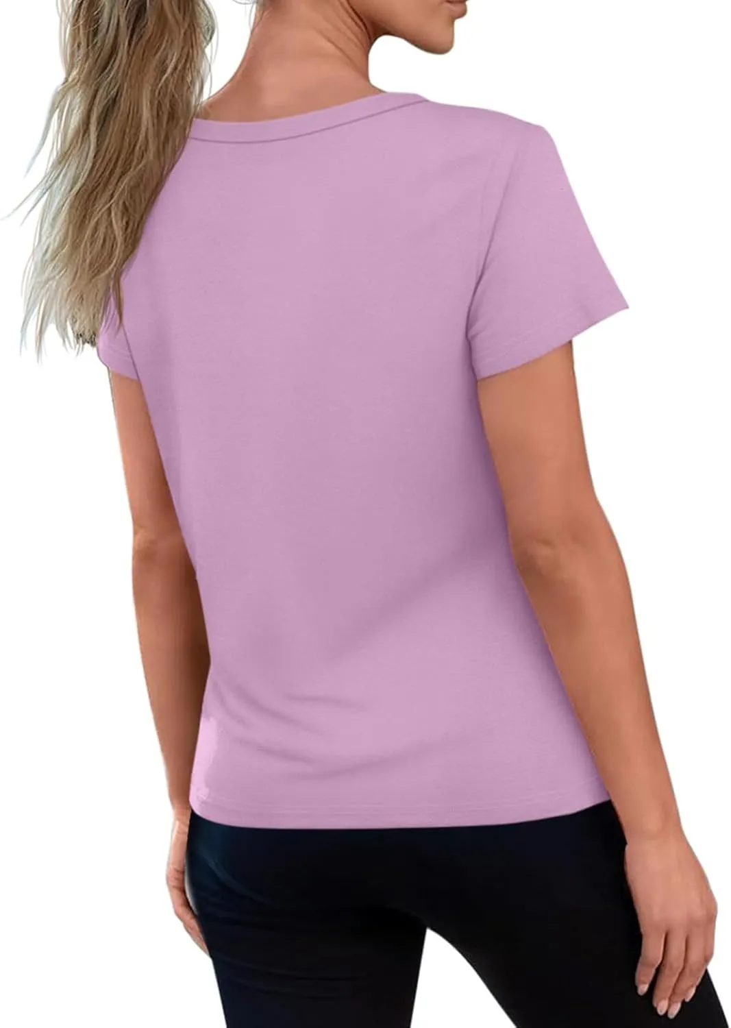 REORIA Womens Summer Crewneck Short Sleeve Cotton Tunic Tops Loose Fit Solid T Shirts 2025 Basic Tees