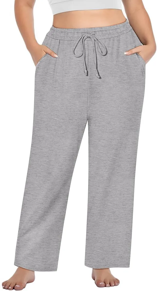 RITERA Plus Size Pants for Women Soft Joggers Sweatpants Casual Loose Comfy Lounge Pajama Drawstring Pant with Pockets XL-5XL
