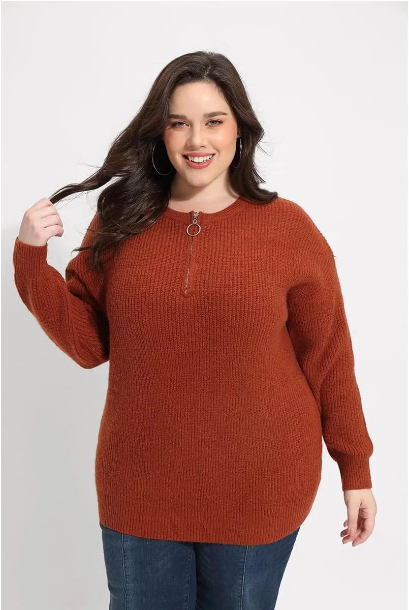 RITERA Plus Size Sweaters for Women Winter Long Sleeve Pullover Sweater Crew Neck Oversized Tops XL-5XL