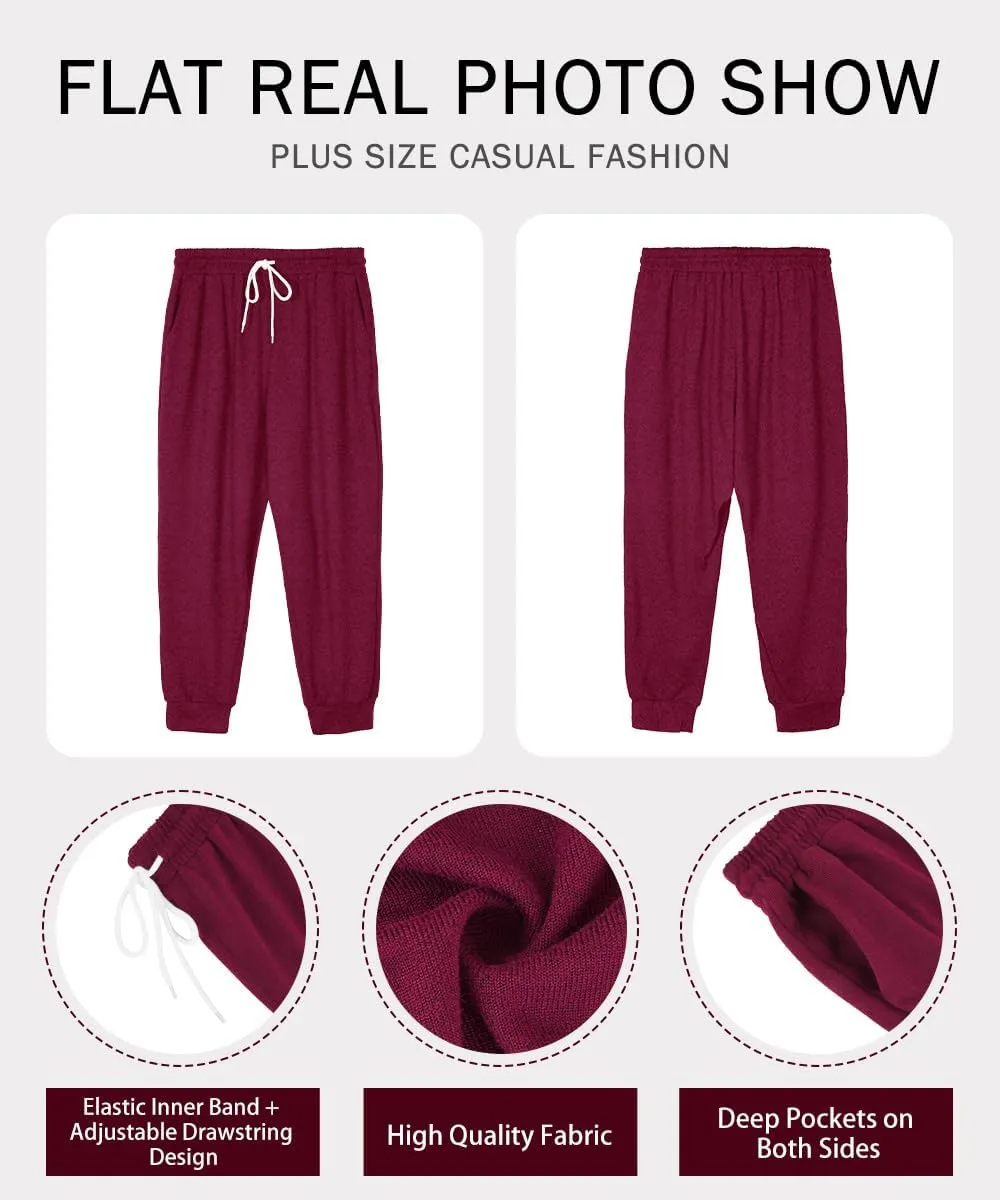RITERA Plus Size Sweatpants for Women Soft Lounge Pants Casual Loose Comfy Pajama Drawstring Pant with Pockets XL-5XL