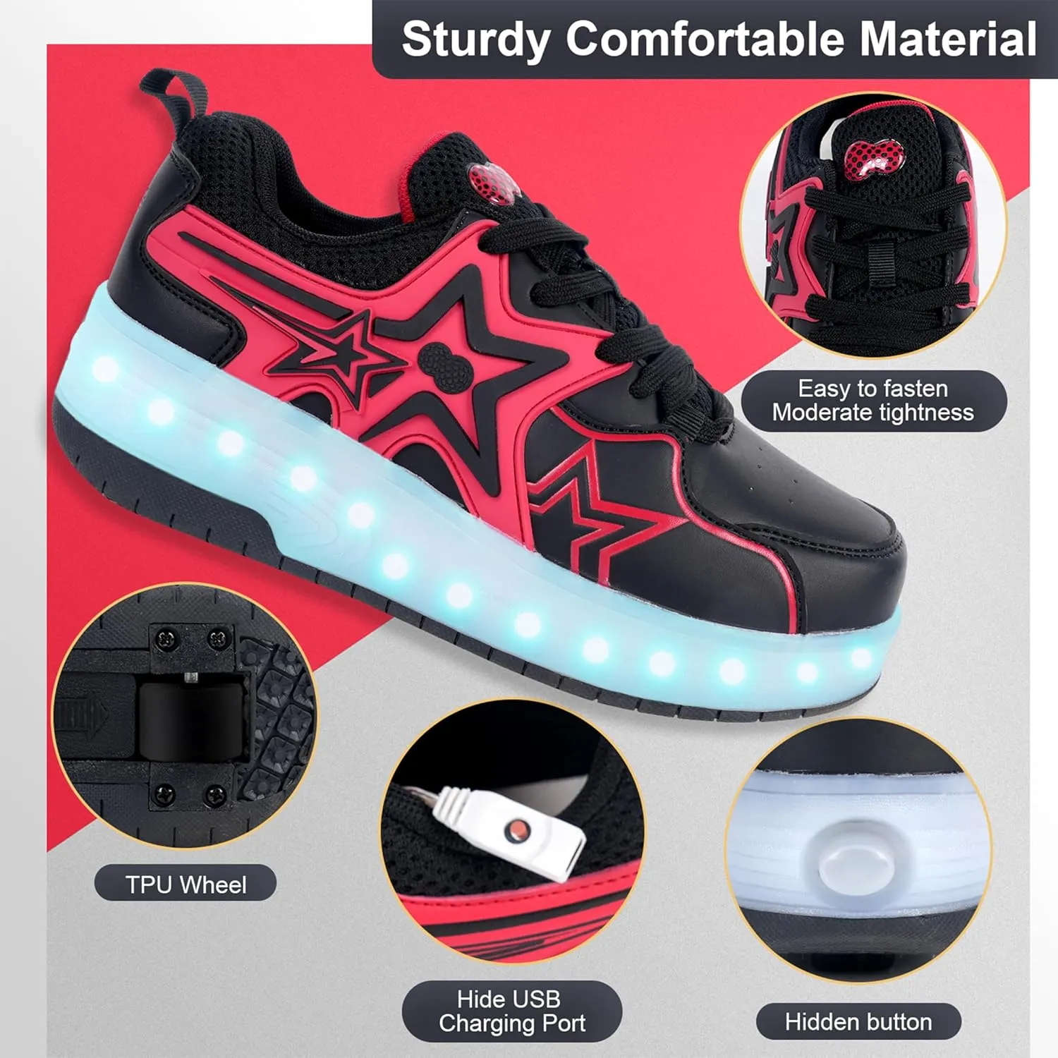 Roller Skates Shoes for Boys and Girls - 2-in-1 Skate Shoes and Sneakers for Kids Fun and Stylish