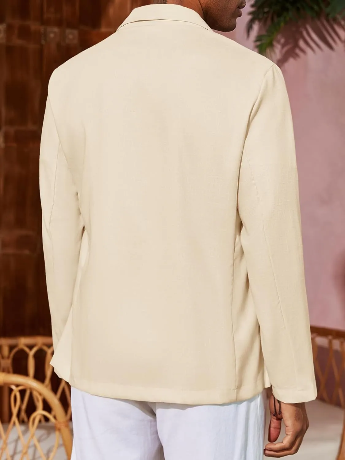 Runcati Mens Casual Linen Blazer Suit Jacket Two Button Slim Fit Lightweight Business Sport Coats