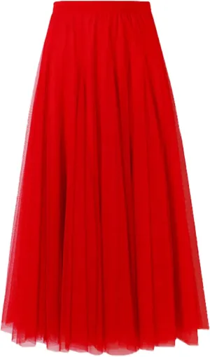 SANGTREE Women's Tutu Tulle A-Line Layered Mesh Midi Skirt, US XS - US 2XL