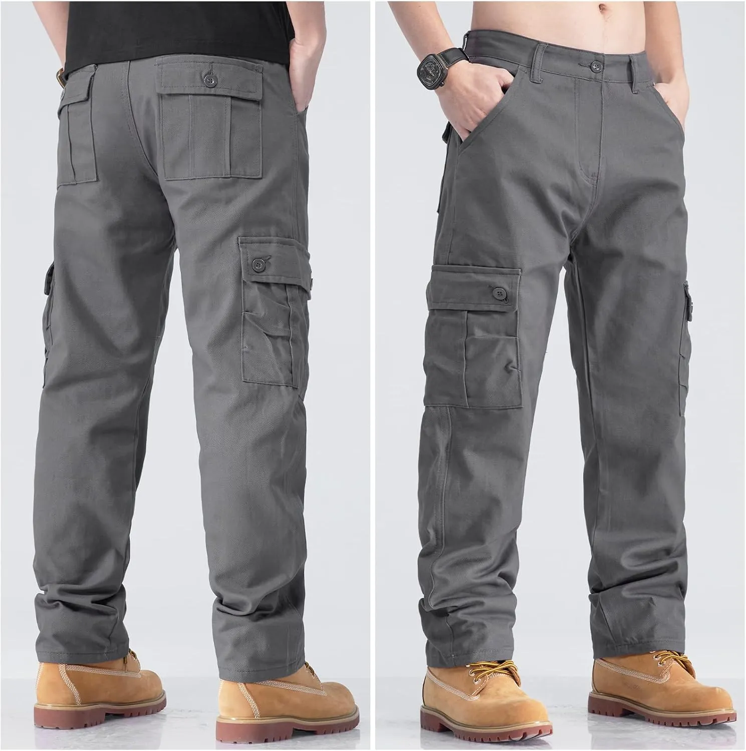 SEAUR Men's Tactical Cargo Pants Loose Straight Work Outdoor Pants Stretch Hiking Tactical Pants Trousers with Multi-Pocket