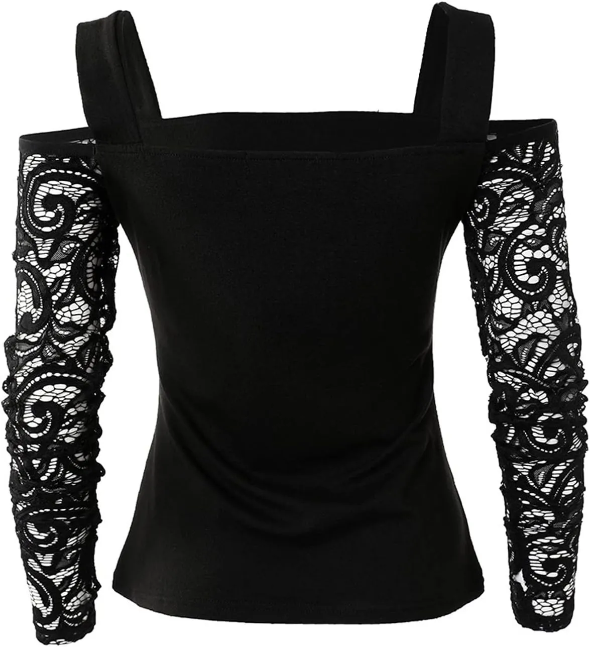 Sexy Tops for Women Long Sleeve Crop Top Turtleneck Shirt Cut Out Slim Fit Basic Tops Lace Sleeves with Thumb Hole
