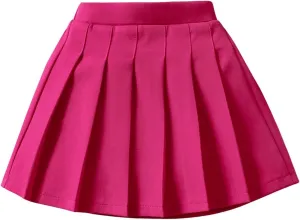 SHENHE Baby-Girls Pleated Skirts Solid Elastic High Waist A Line Short Mini Skirts
