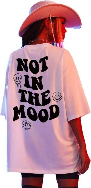 SHENHE Women's Short-Sleeve T Shirts Letter Print Oversized Top Graphic Tees Loose Casual Summer Tops