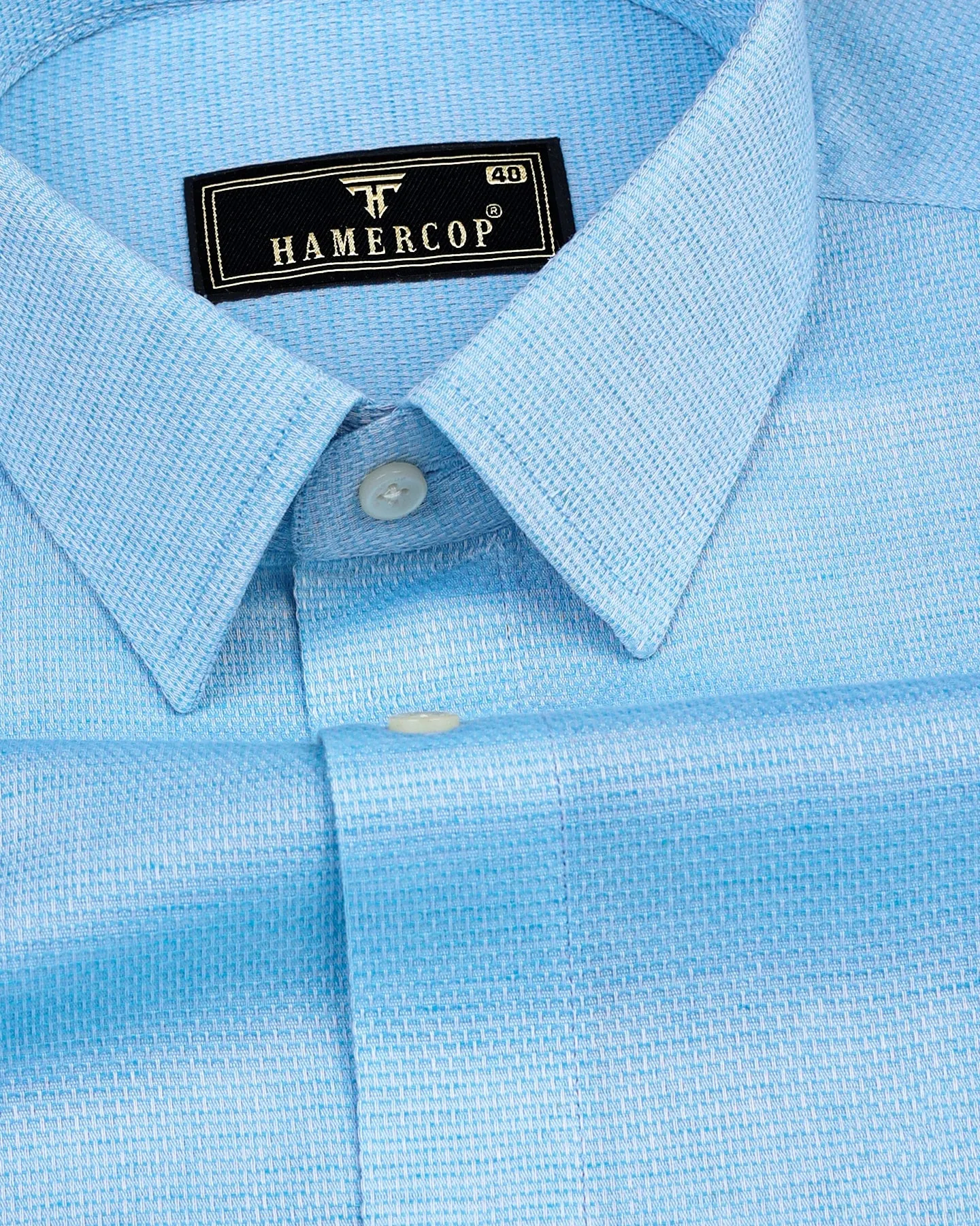 SkyBlue Hexagon Shaped Dobby Cotton Shirt