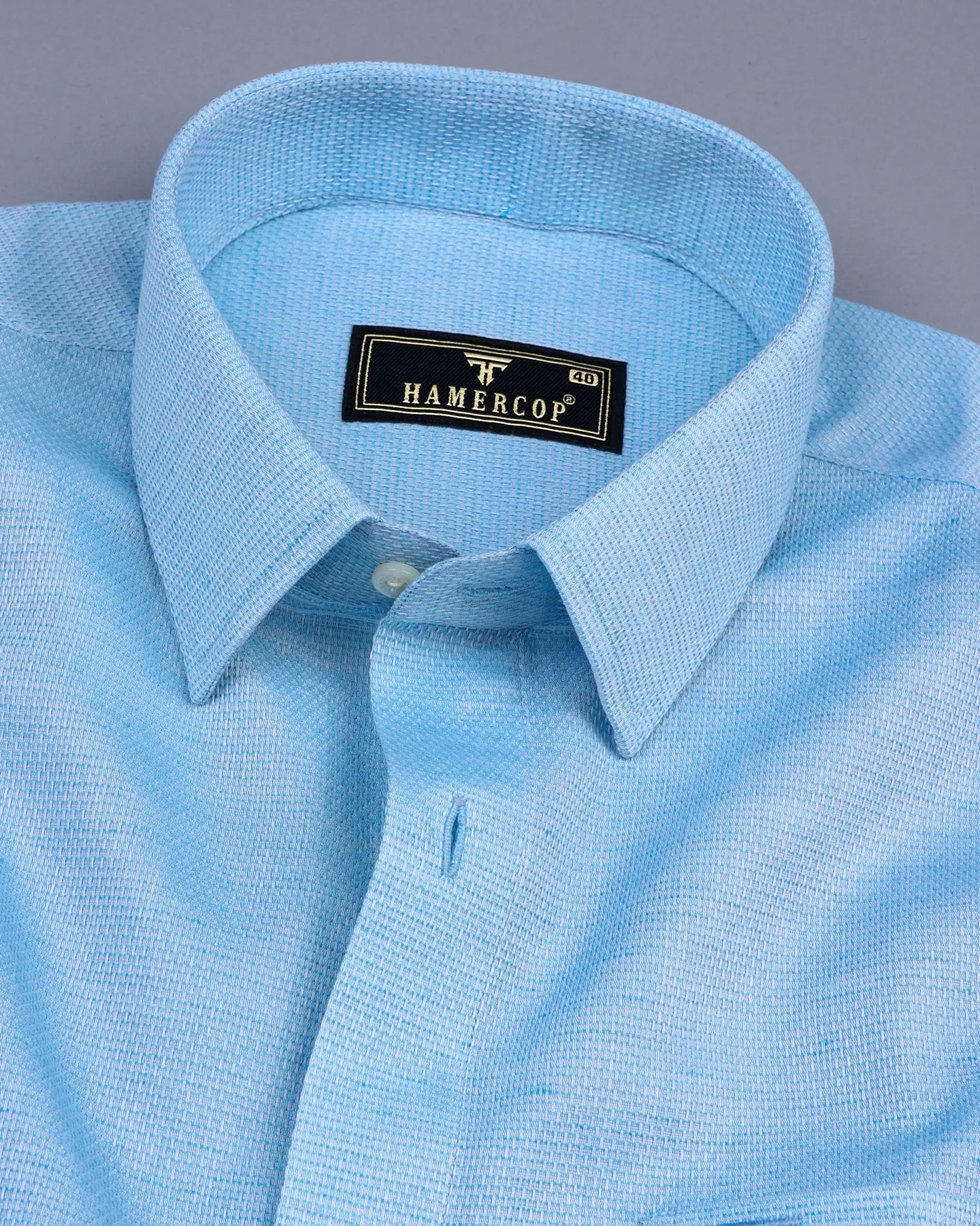 SkyBlue Hexagon Shaped Dobby Cotton Shirt