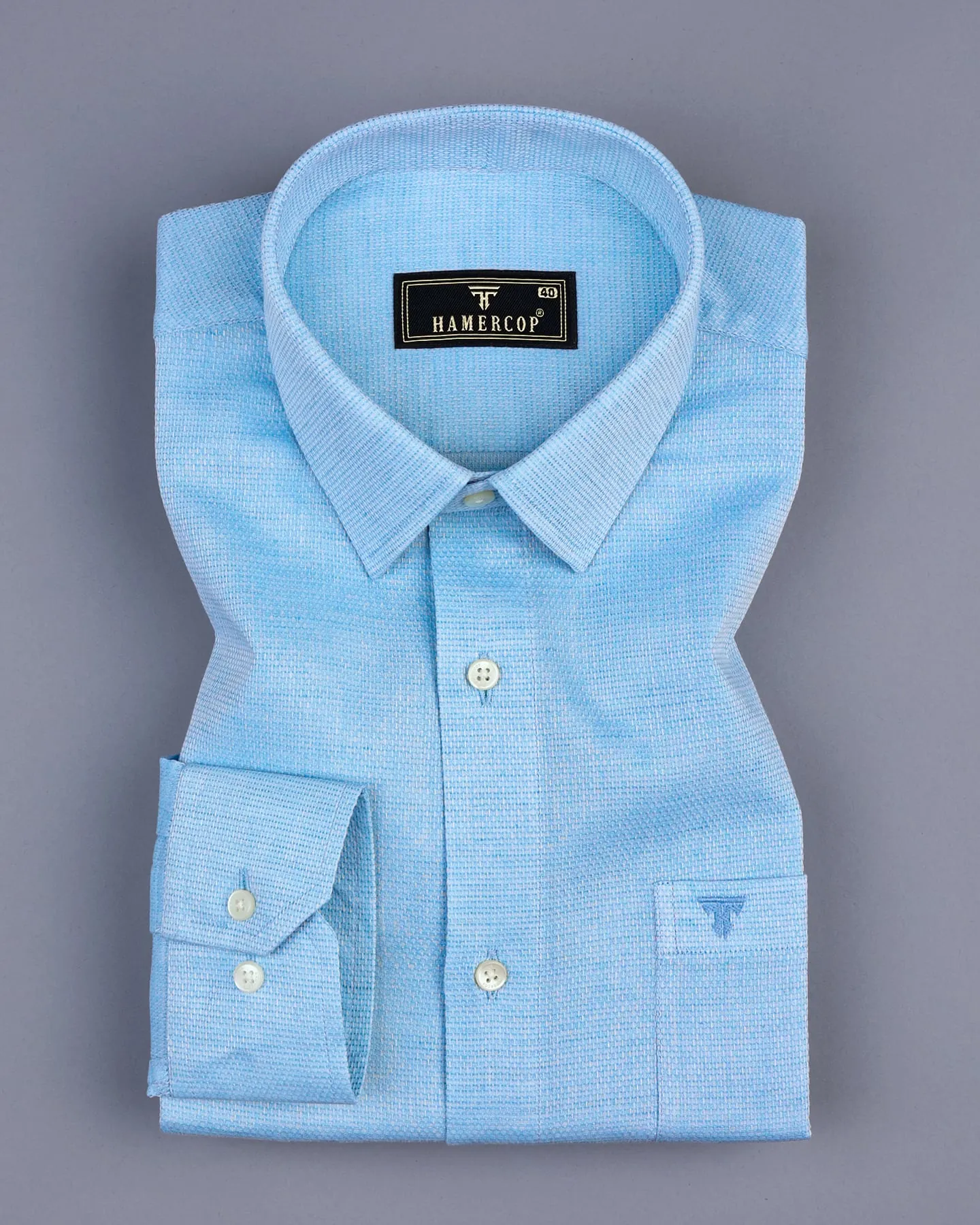 SkyBlue Hexagon Shaped Dobby Cotton Shirt
