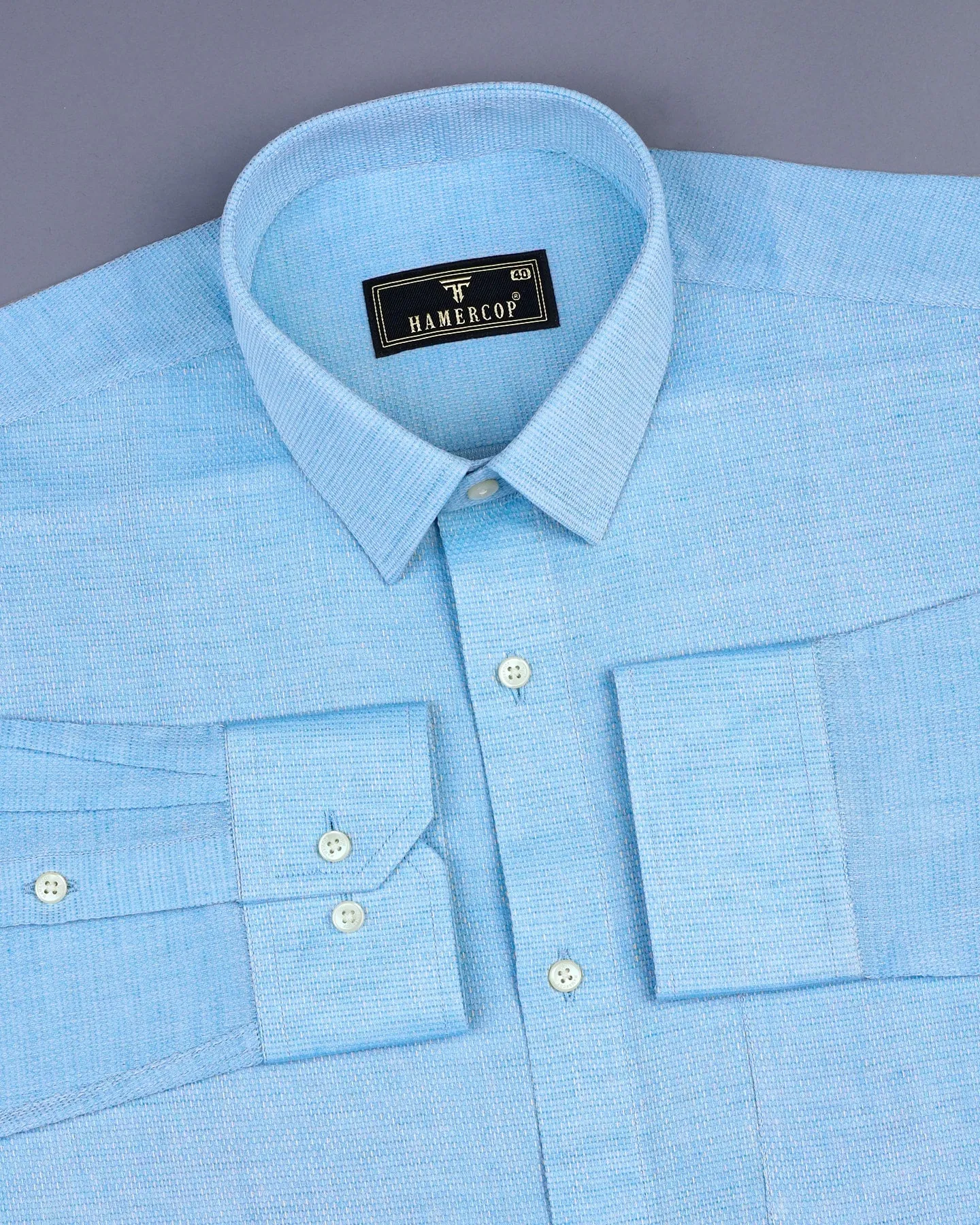 SkyBlue Hexagon Shaped Dobby Cotton Shirt