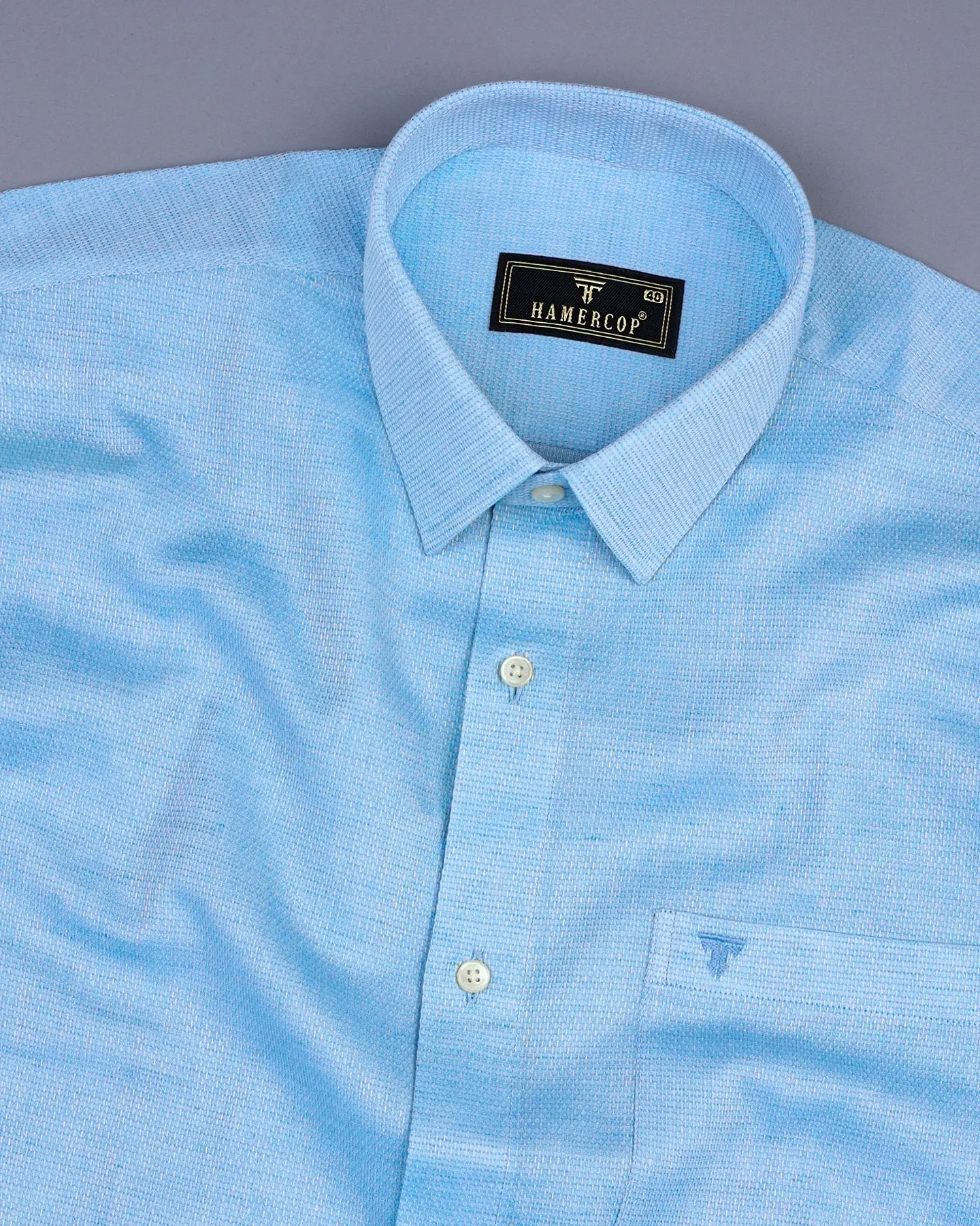 SkyBlue Hexagon Shaped Dobby Cotton Shirt