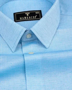 SkyBlue Hexagon Shaped Dobby Cotton Shirt