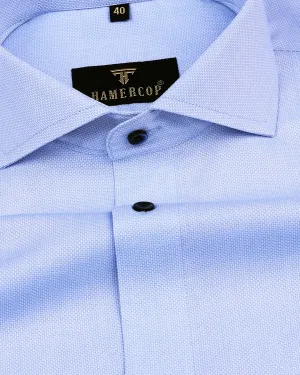 SkyBlue Python Shaped Luxurious Dobby Cotton Shirt
